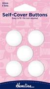 HEMLINE HANGSELL - Self Cover Nylon Buttons 22mm 5 Sets - white